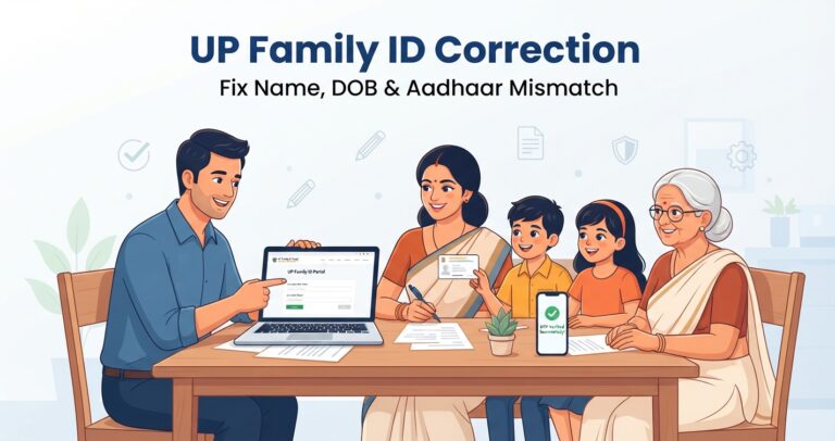 Read more about the article UP Family ID Name, DOB & Aadhaar Mismatch Correction 2026 (Step-by-Step Guide)