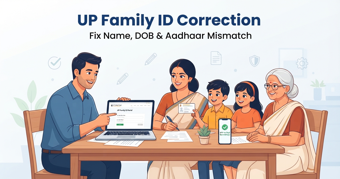 Read more about the article UP Family ID Name, DOB & Aadhaar Mismatch Correction 2026 (Step-by-Step Guide)